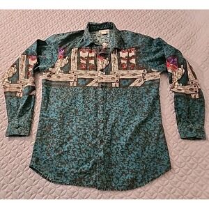 Vintage Men's Koda Sunset Large Shirt‎ Western Button Up Cowboy Retro
